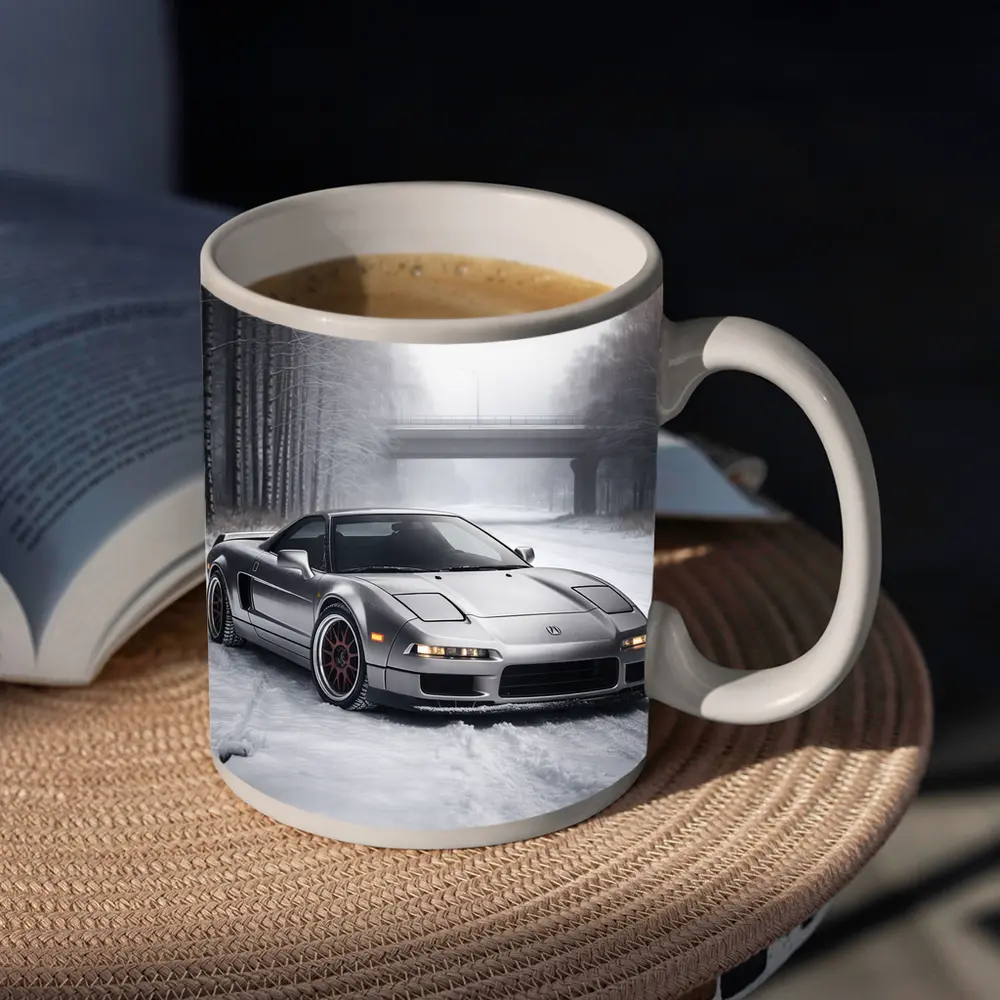 Acura NSX Silver Sports Car Snowy Road – Mugs