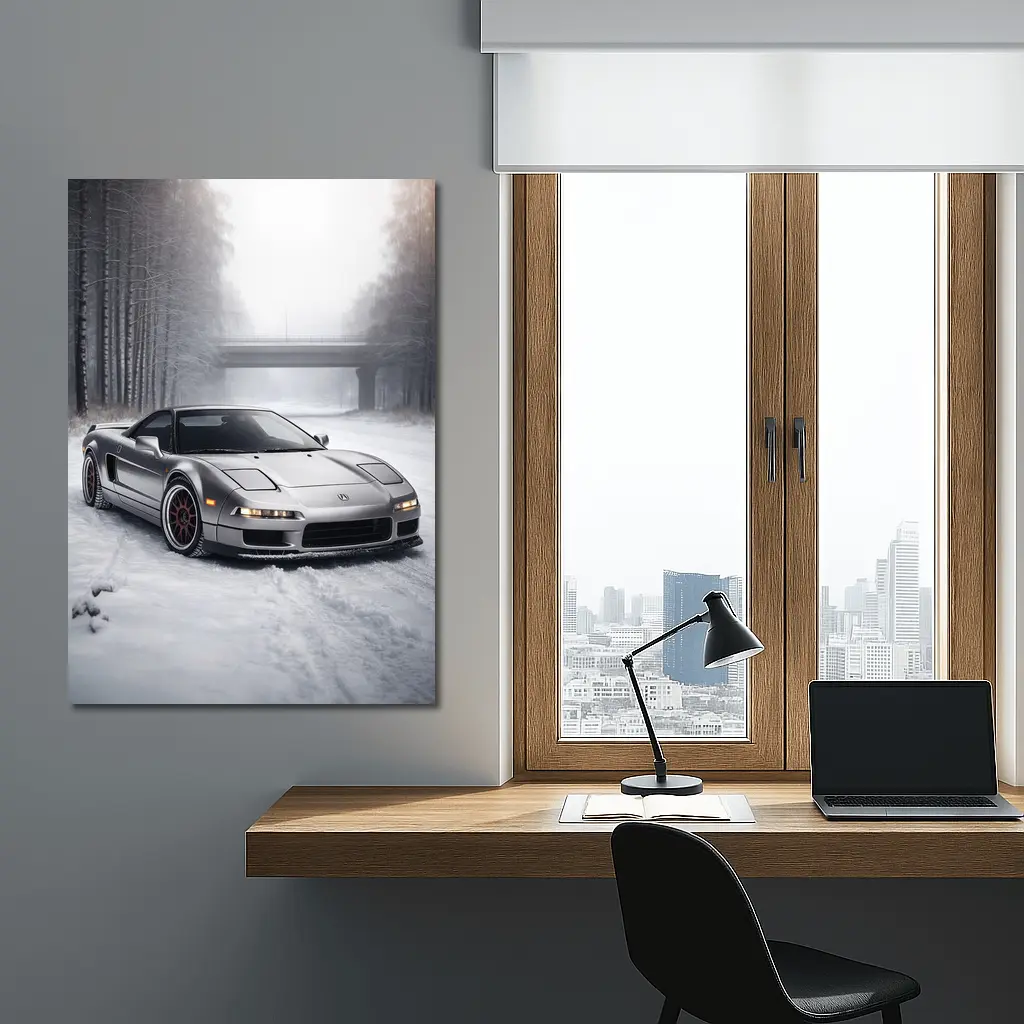 Acura NSX Silver Sports Car Snowy Road – Wall Art
