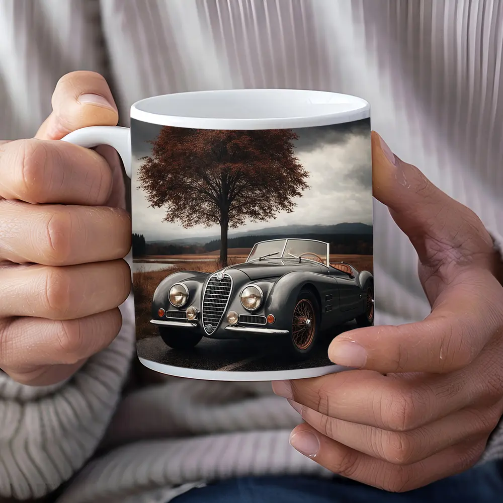 Vintage Alfa Romeo Roadster Cloudy Country Road – Mugs