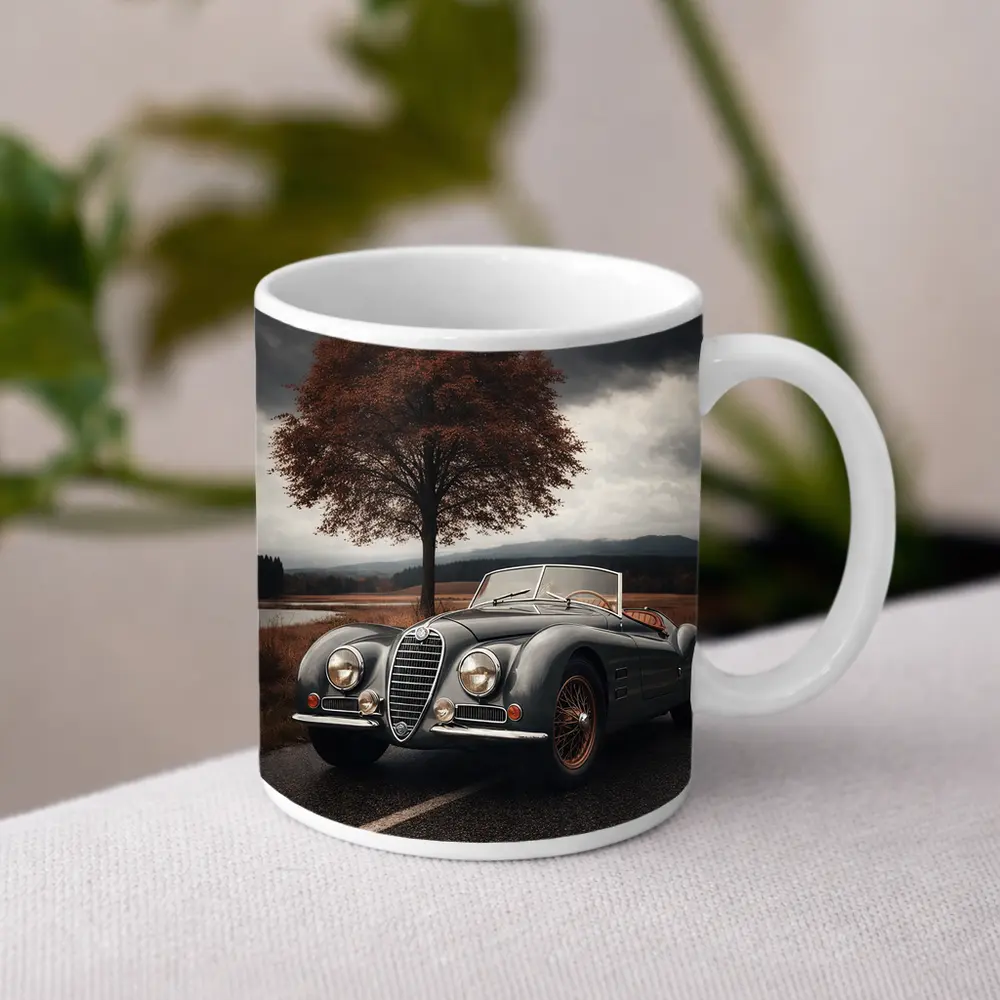 Vintage Alfa Romeo Roadster Cloudy Country Road – Mugs