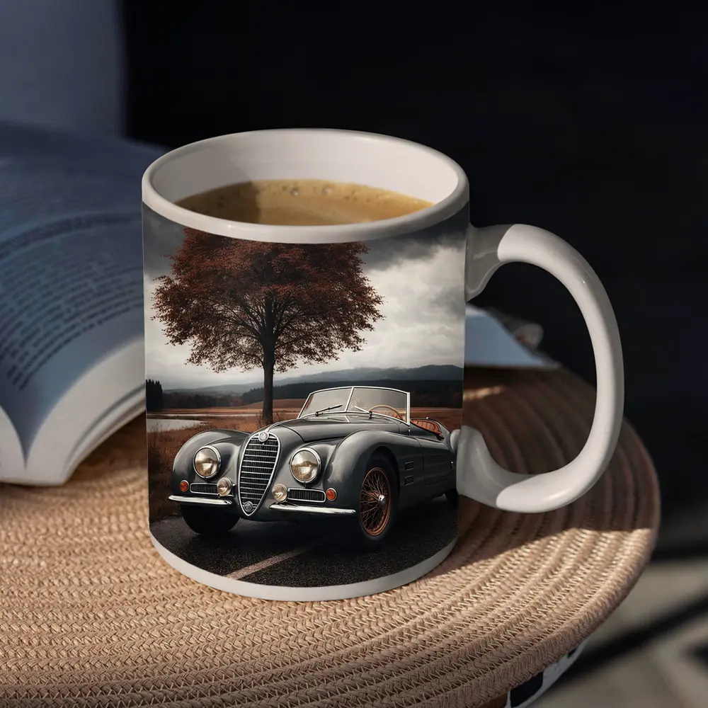 Vintage Alfa Romeo Roadster Cloudy Country Road – Mugs