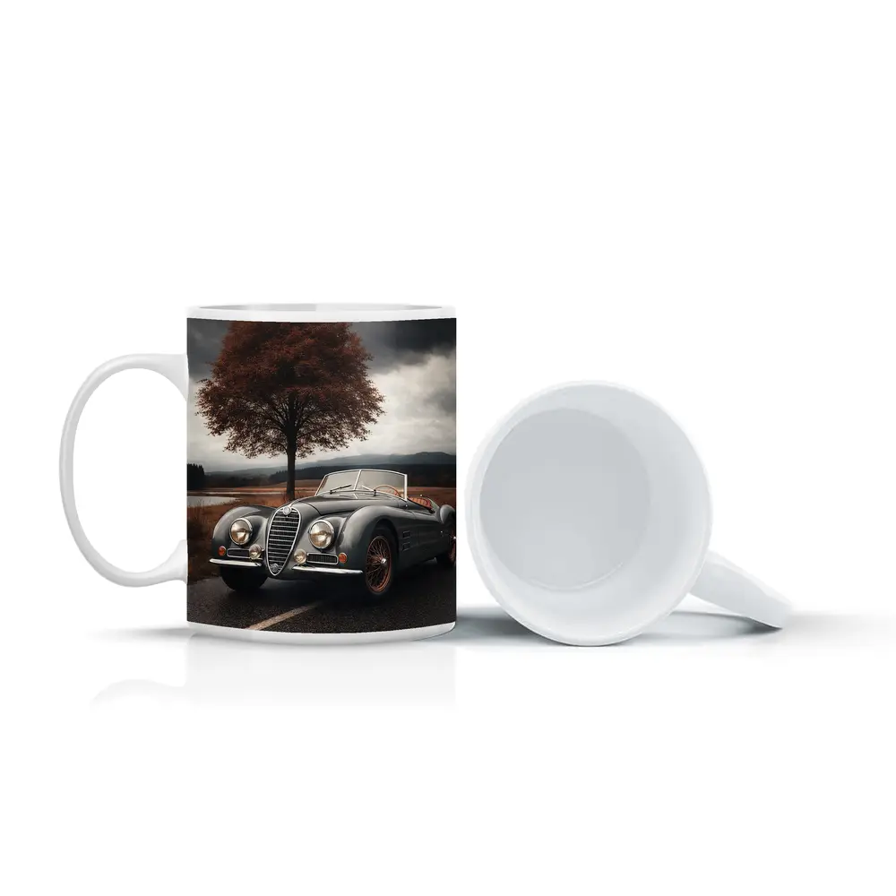 Vintage Alfa Romeo Roadster Cloudy Country Road – Mugs