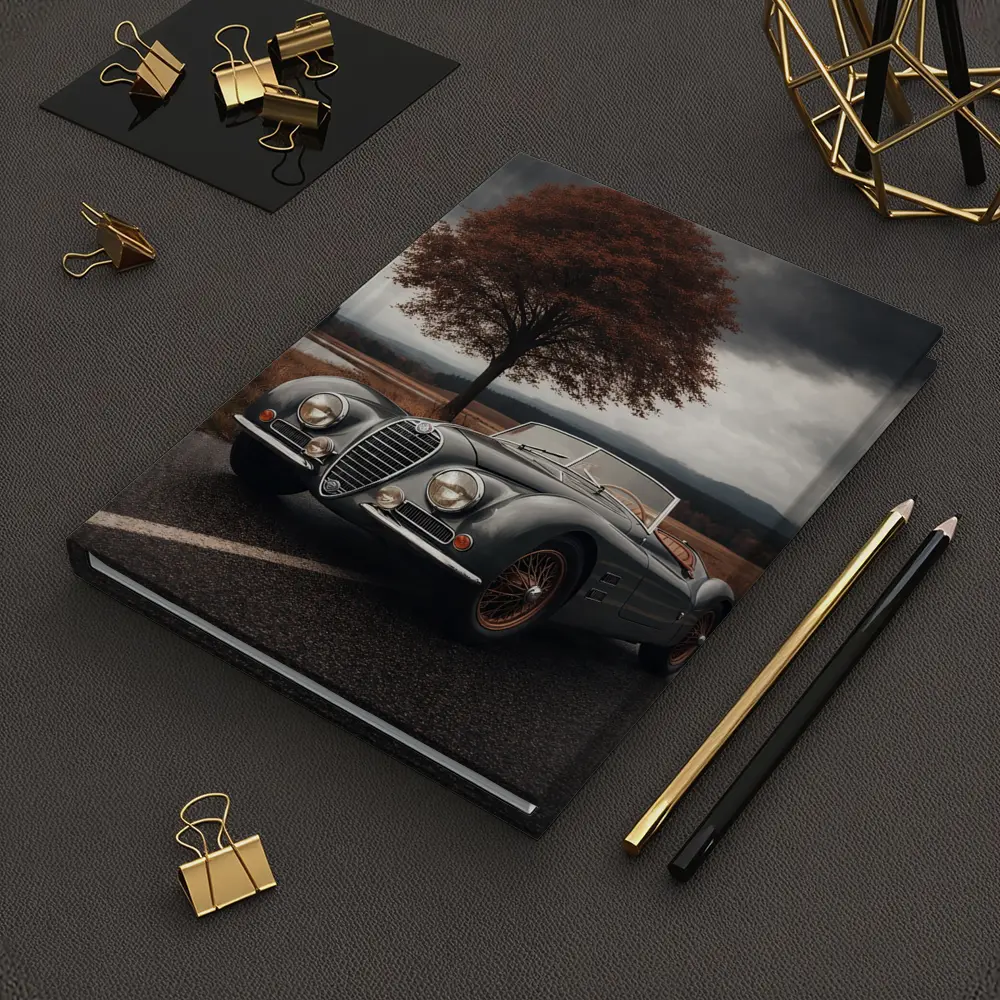 Vintage Alfa Romeo Roadster Cloudy Country Road – Notebooks