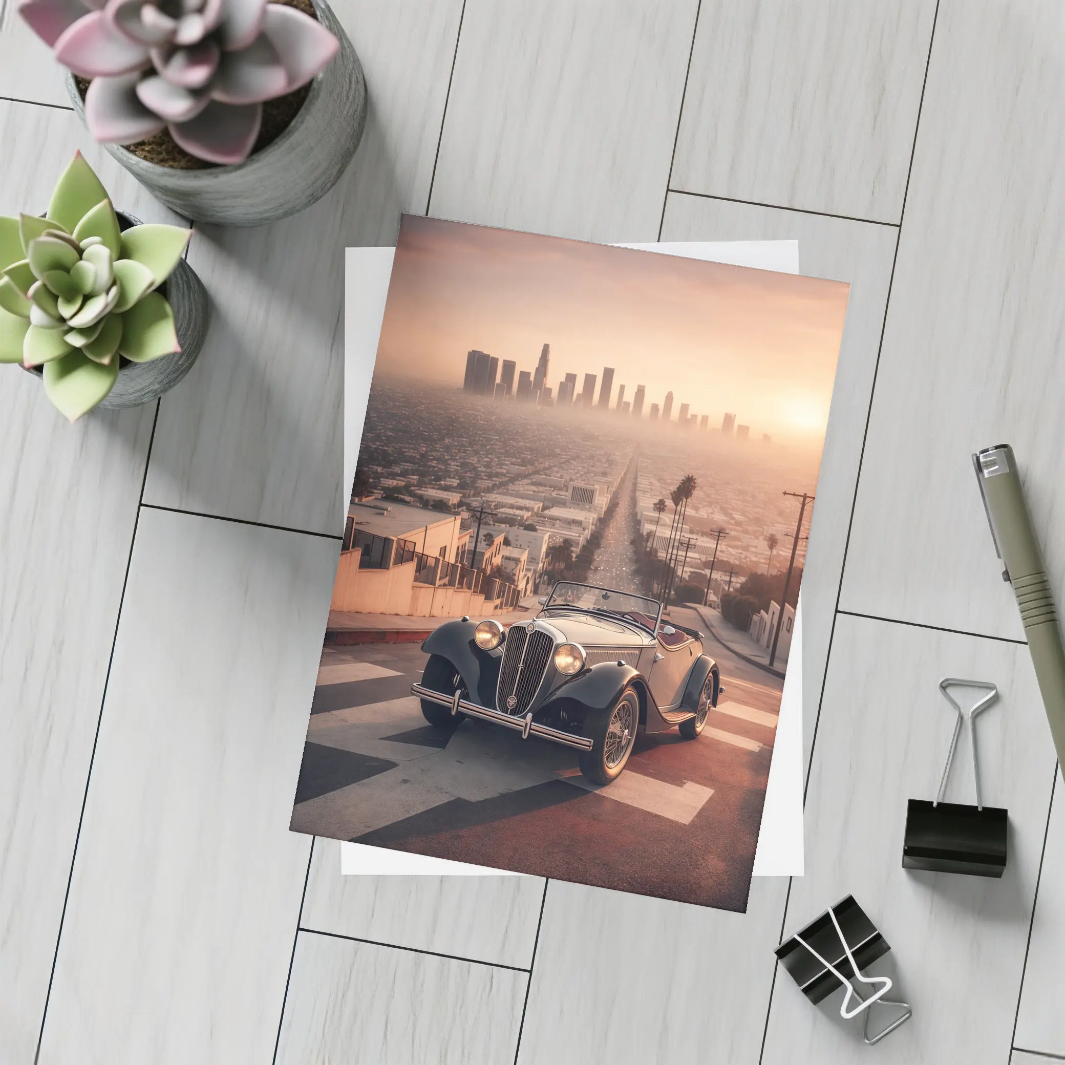 Vintage Alfa Romeo Classic Car Los Angeles Sunset – Postcards