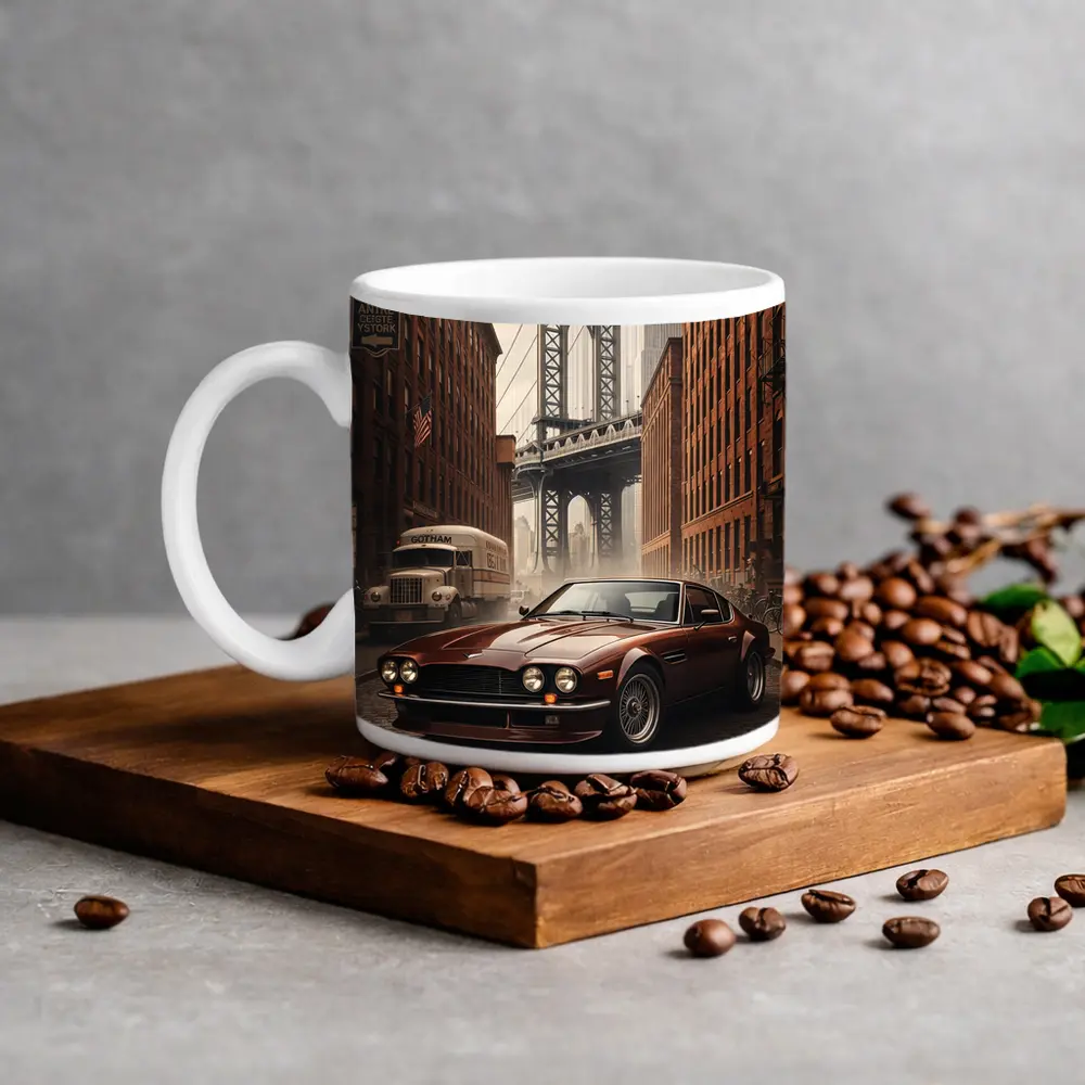 Aston Martin Vantage on New York Street – Mugs