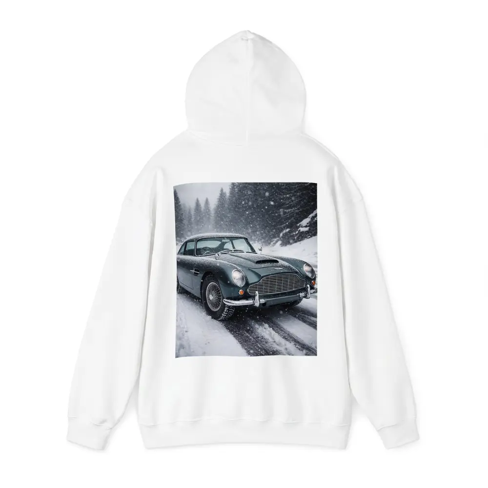 Aston Martin DB5 Classic Car Snowy Road – Hoodies