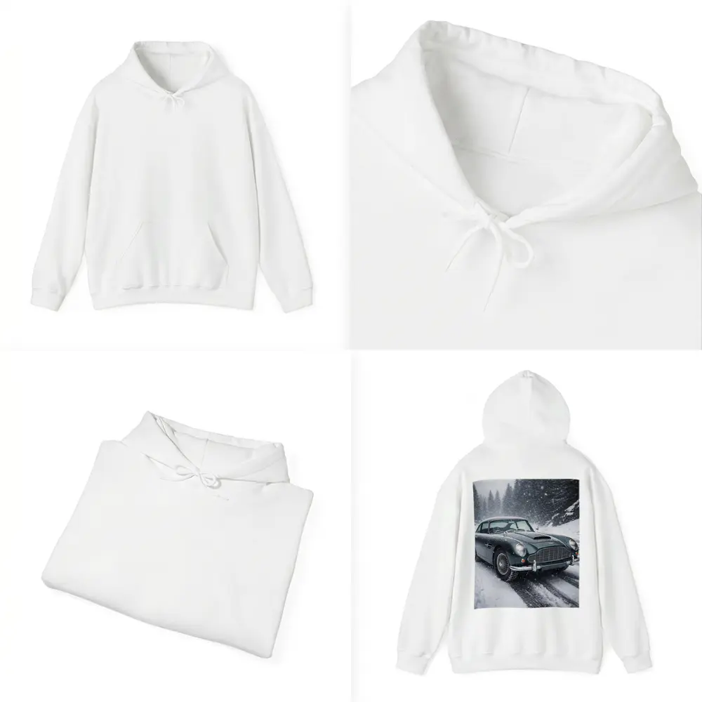 Aston Martin DB5 Classic Car Snowy Road – Hoodies
