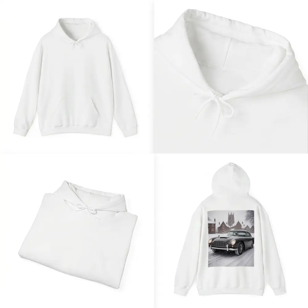 Aston Martin DB5 Classic Car Snowy Estate – Hoodies
