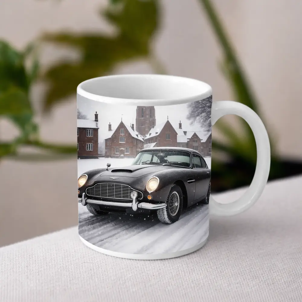 Aston Martin DB5 Classic Car Snowy Estate – Mugs