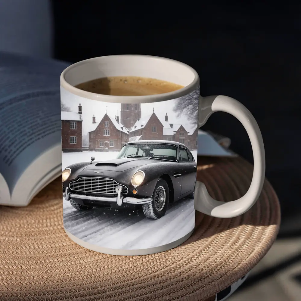 Aston Martin DB5 Classic Car Snowy Estate – Mugs