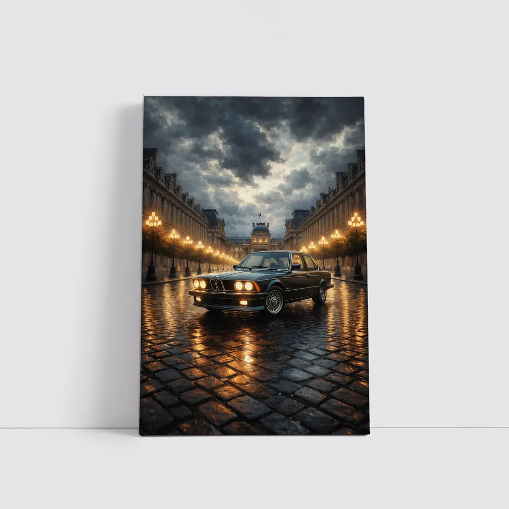 BMW Six Series Classic Rainy Night Paris – Wall Art