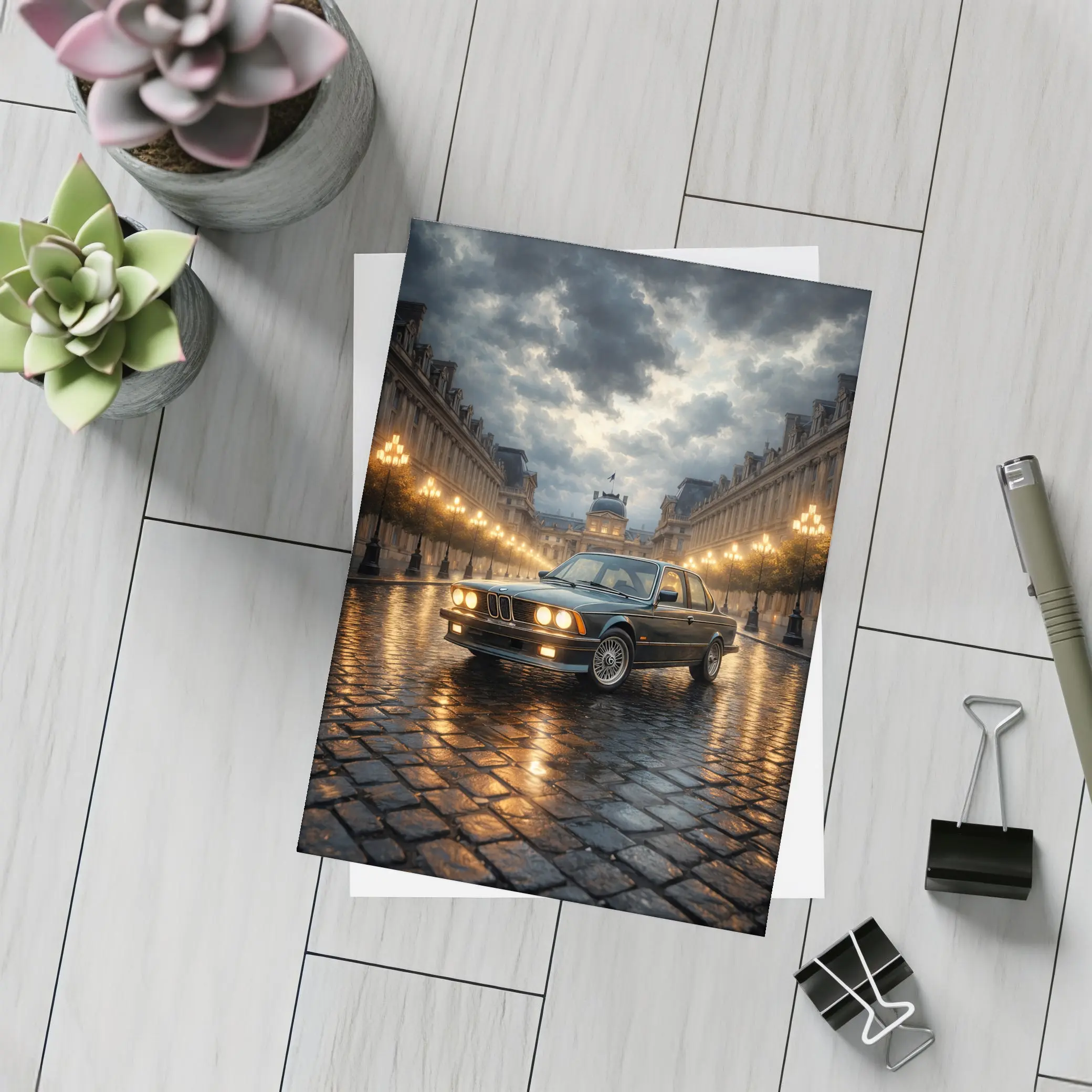 BMW Six Series Classic Rainy Night Paris – Postcards