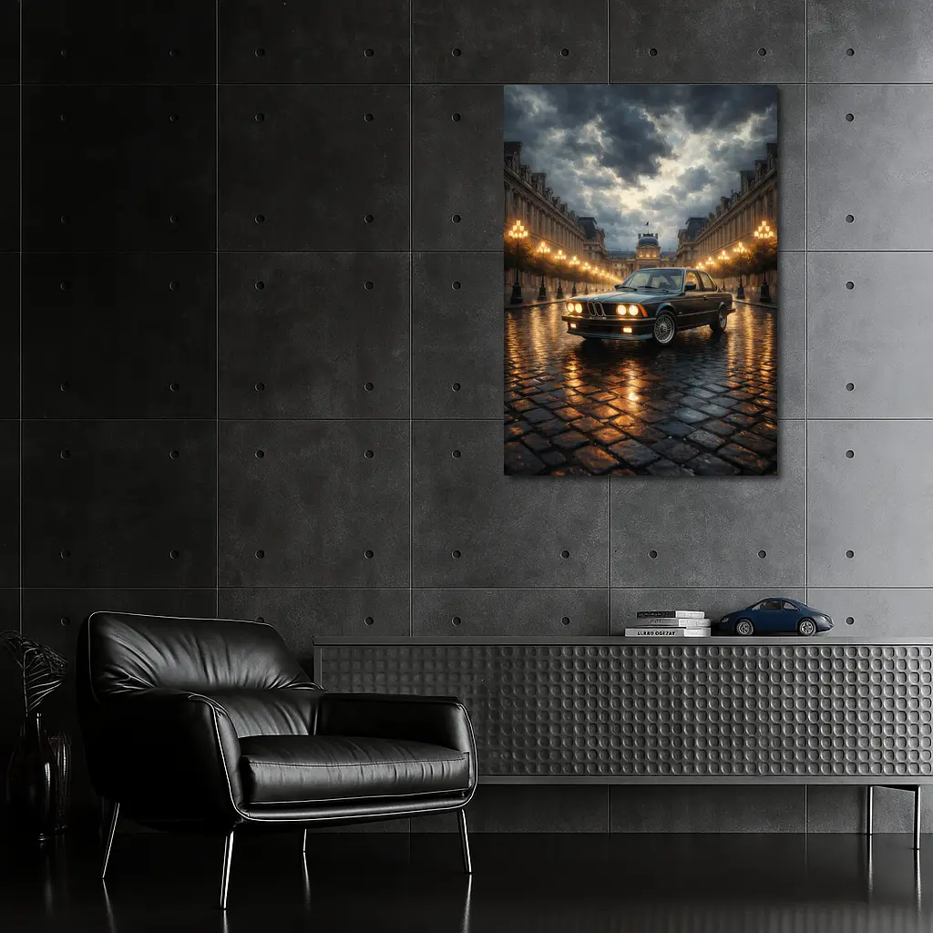 BMW Six Series Classic Rainy Night Paris – Wall Art