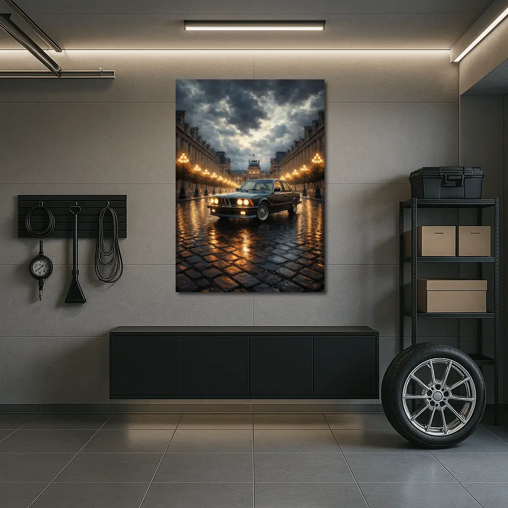BMW Six Series Classic Rainy Night Paris – Wall Art