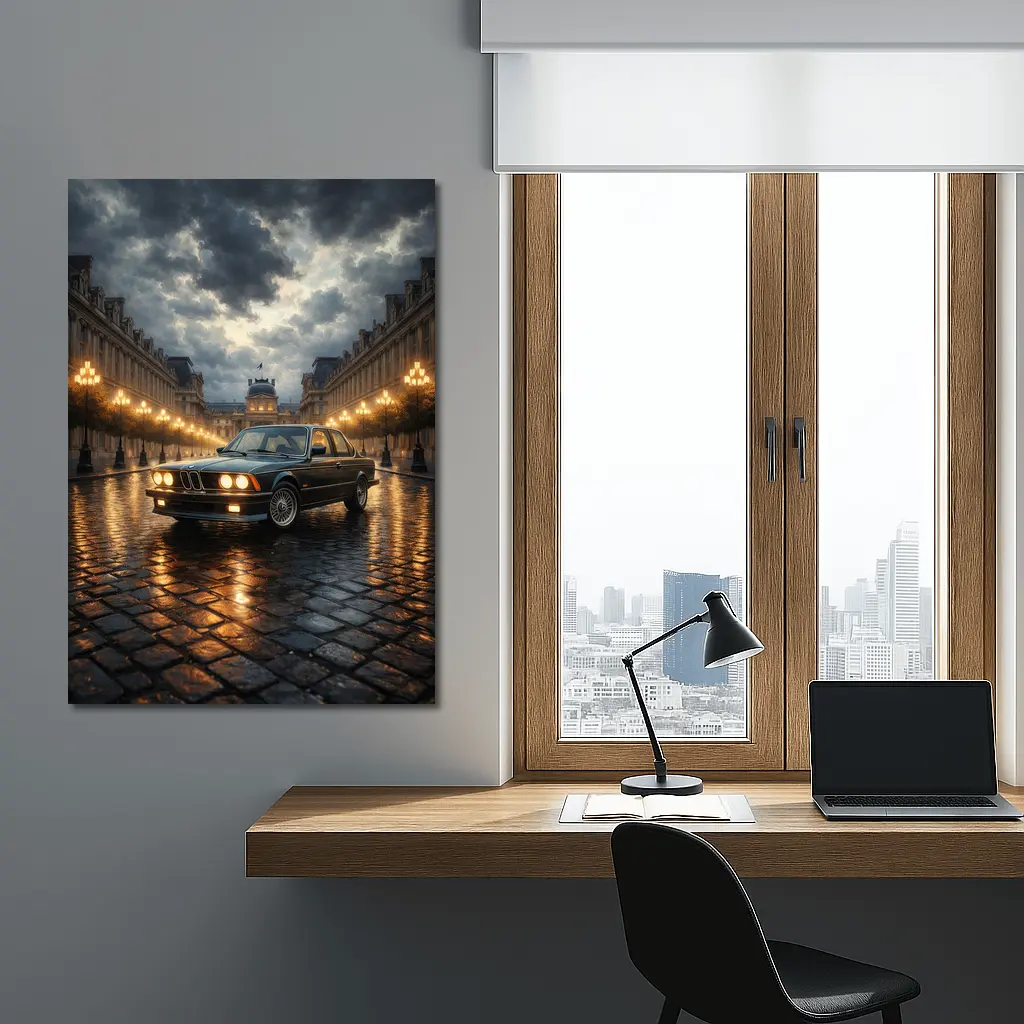 BMW Six Series Classic Rainy Night Paris – Wall Art