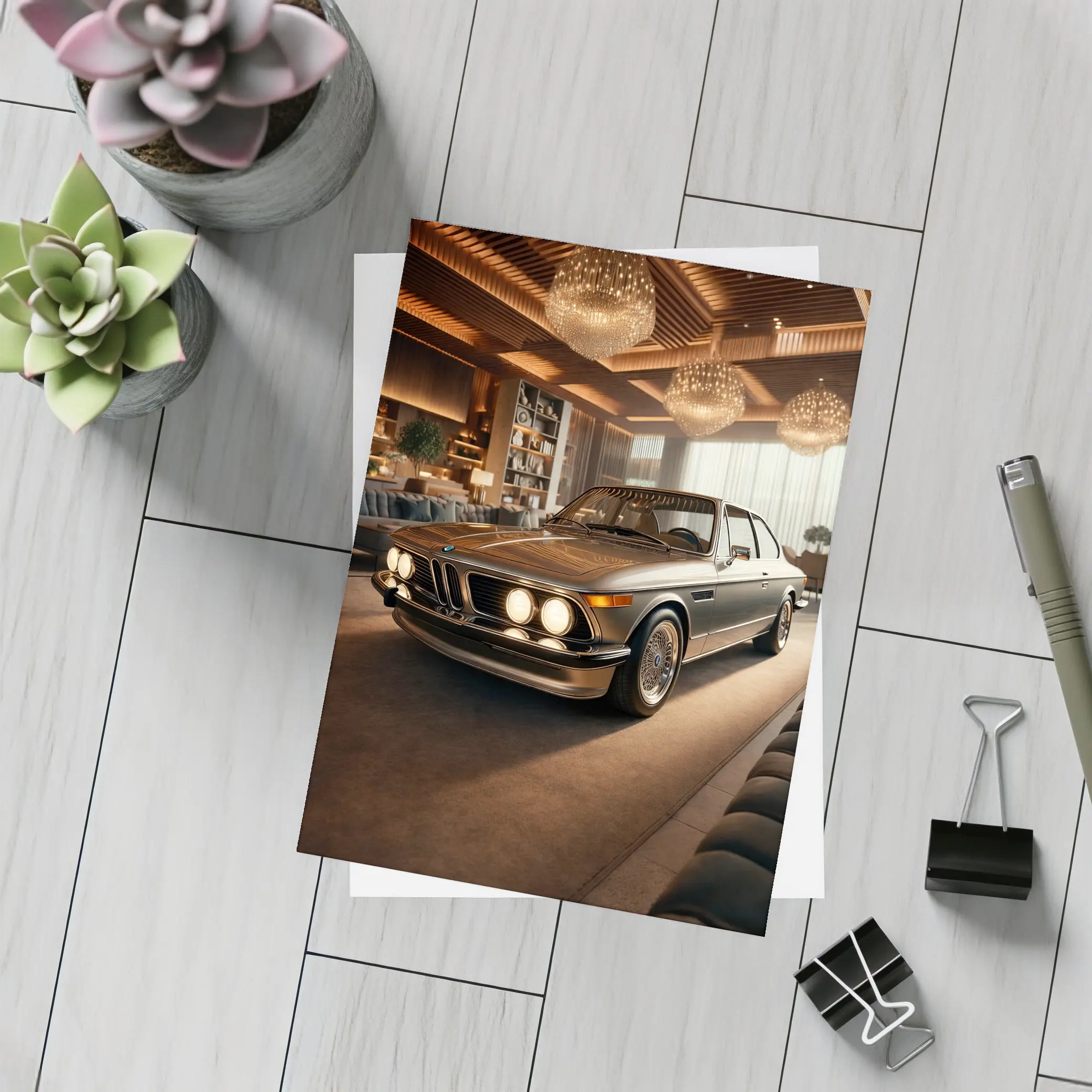 BMW Classic Coupe Luxury Showroom Interior – Postcards