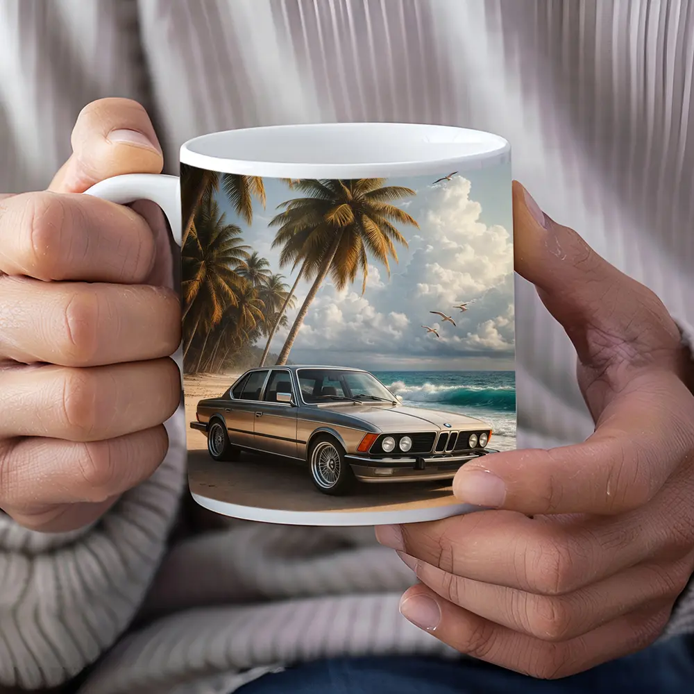 BMW E21 Classic Coupe On Tropical Beach – Mugs
