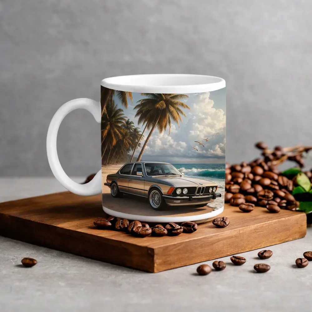 BMW E21 Classic Coupe On Tropical Beach – Mugs