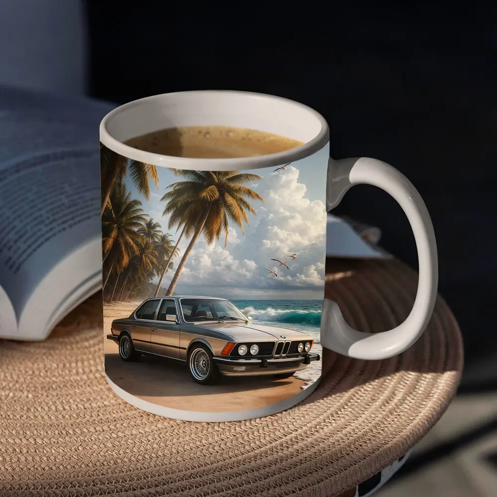 BMW E21 Classic Coupe On Tropical Beach – Mugs