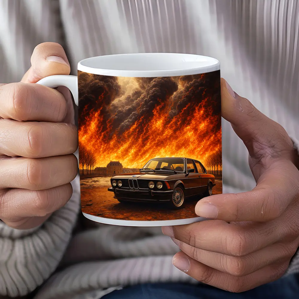 BMW E21 3 Series Massive Fire Background – Mugs