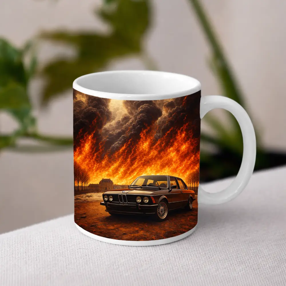 BMW E21 3 Series Massive Fire Background – Mugs