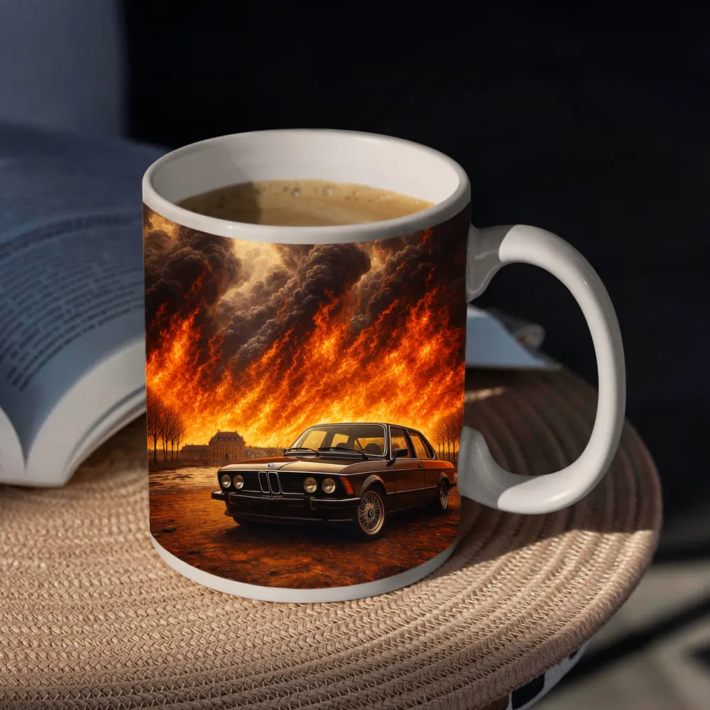 BMW E21 3 Series Massive Fire Background – Mugs