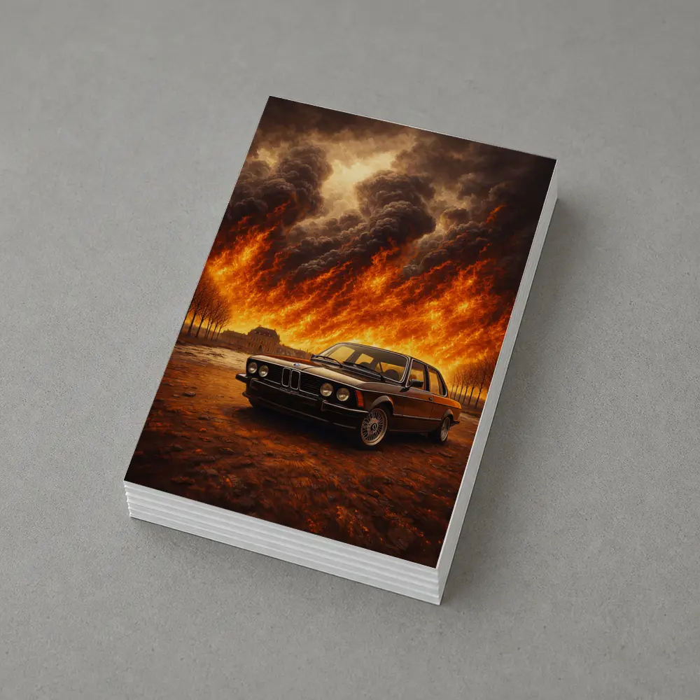 BMW E21 3 Series Massive Fire Background – Postcards