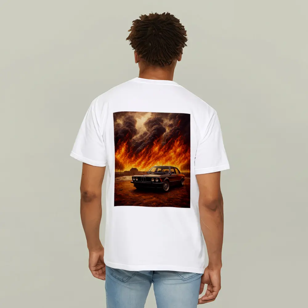 BMW E21 3 Series Massive Fire Background – T-Shirts