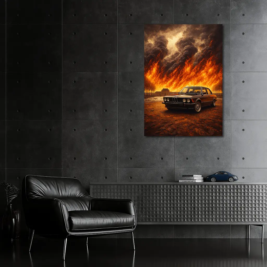 BMW E21 3 Series Massive Fire Background – Wall Art