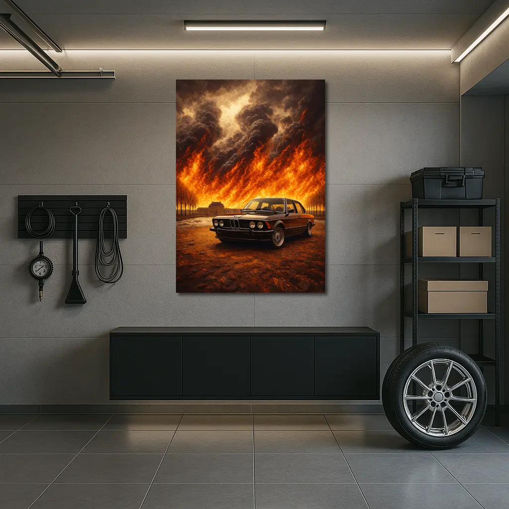 BMW E21 3 Series Massive Fire Background – Wall Art