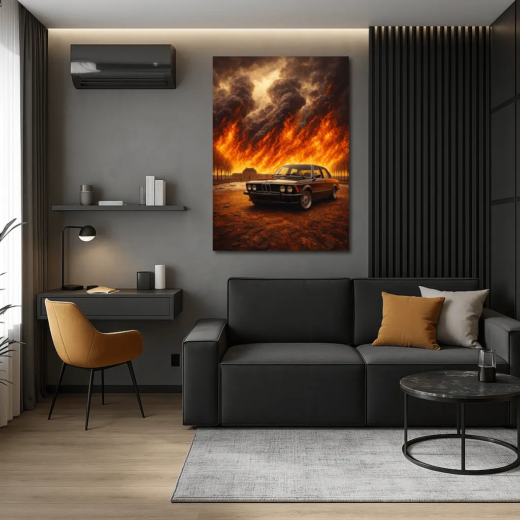 BMW E21 3 Series Massive Fire Background – Wall Art