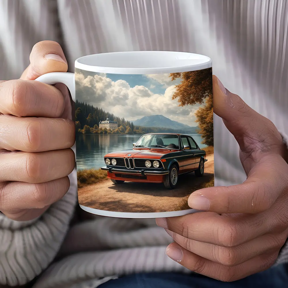 Vintage BMW E21 Parked By Lakeside – Mugs