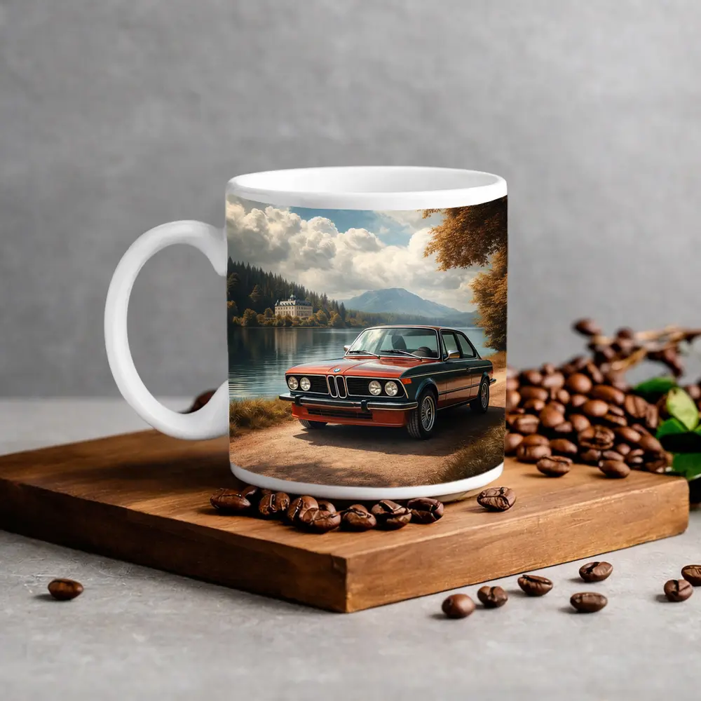 Vintage BMW E21 Parked By Lakeside – Mugs