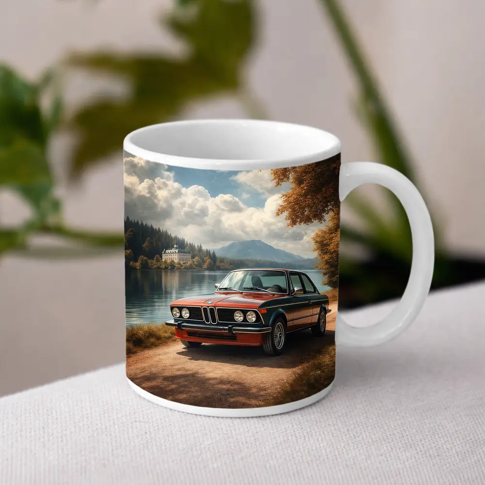 Vintage BMW E21 Parked By Lakeside – Mugs
