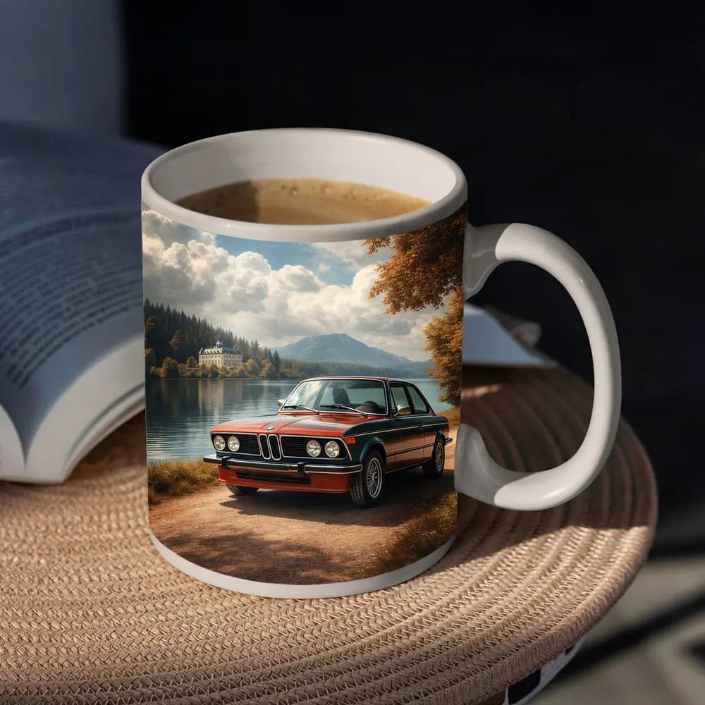 Vintage BMW E21 Parked By Lakeside – Mugs