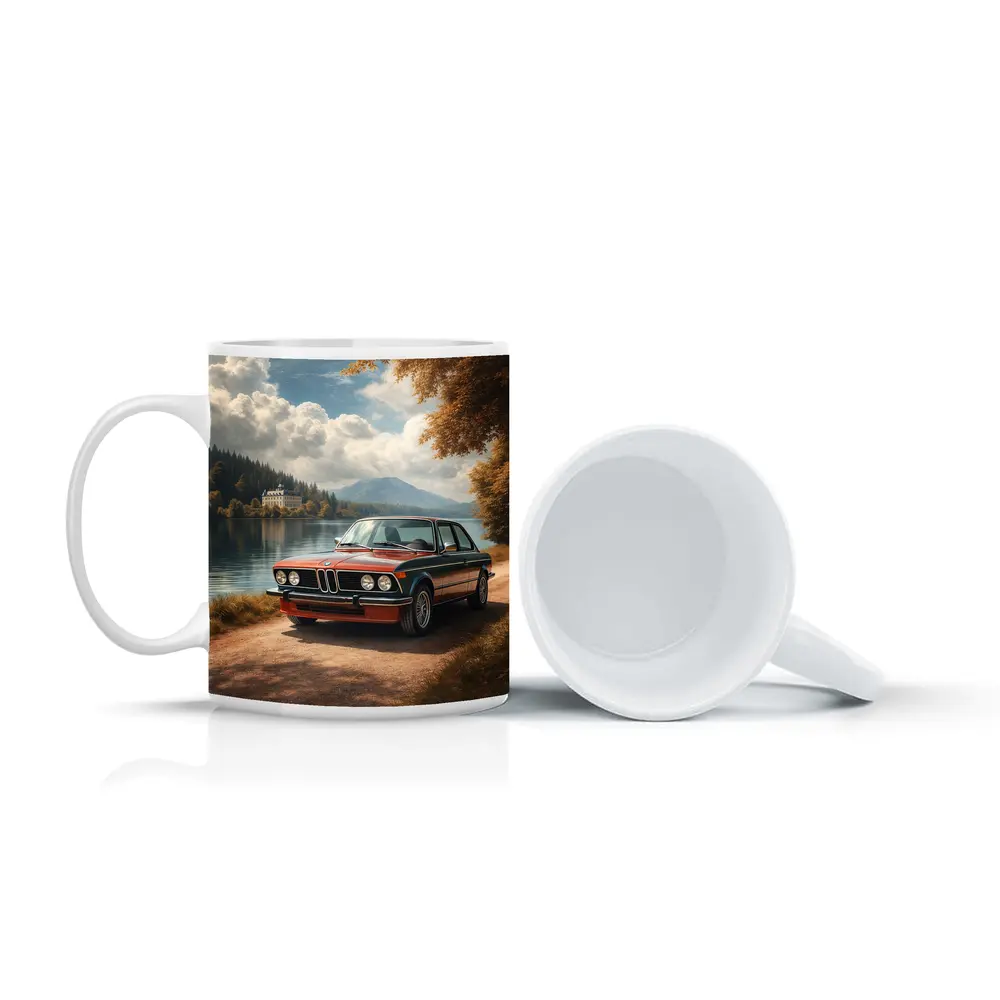 Vintage BMW E21 Parked By Lakeside – Mugs