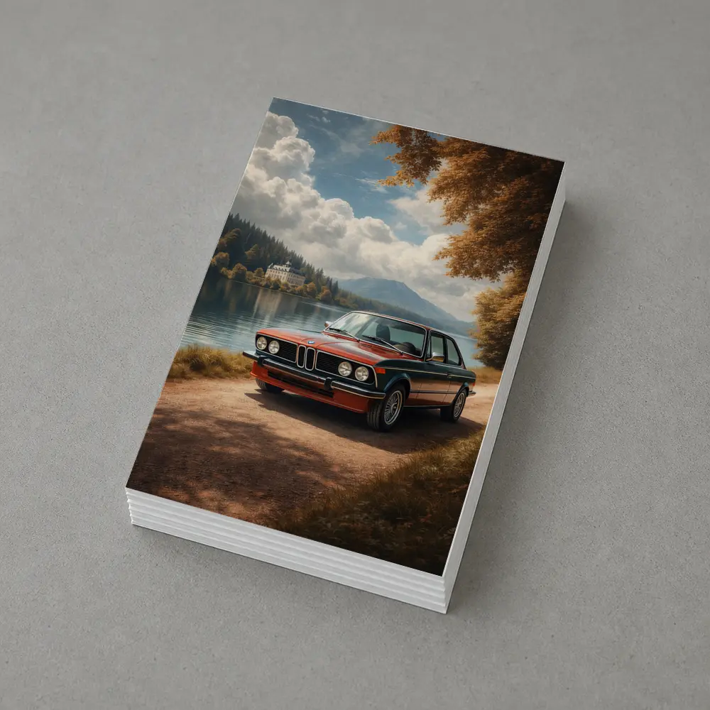 Vintage BMW E21 Parked By Lakeside – Postcards