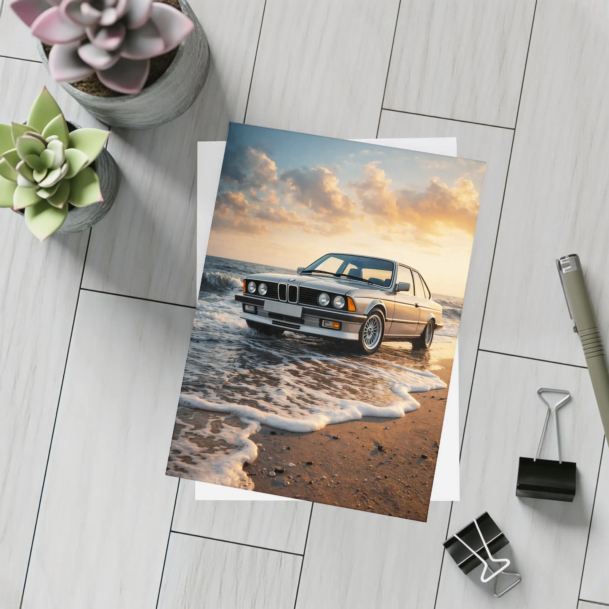 BMW E24 Six Series Beach Sunset – Postcards