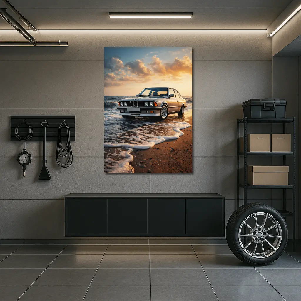 BMW E24 Six Series Beach Sunset – Wall Art