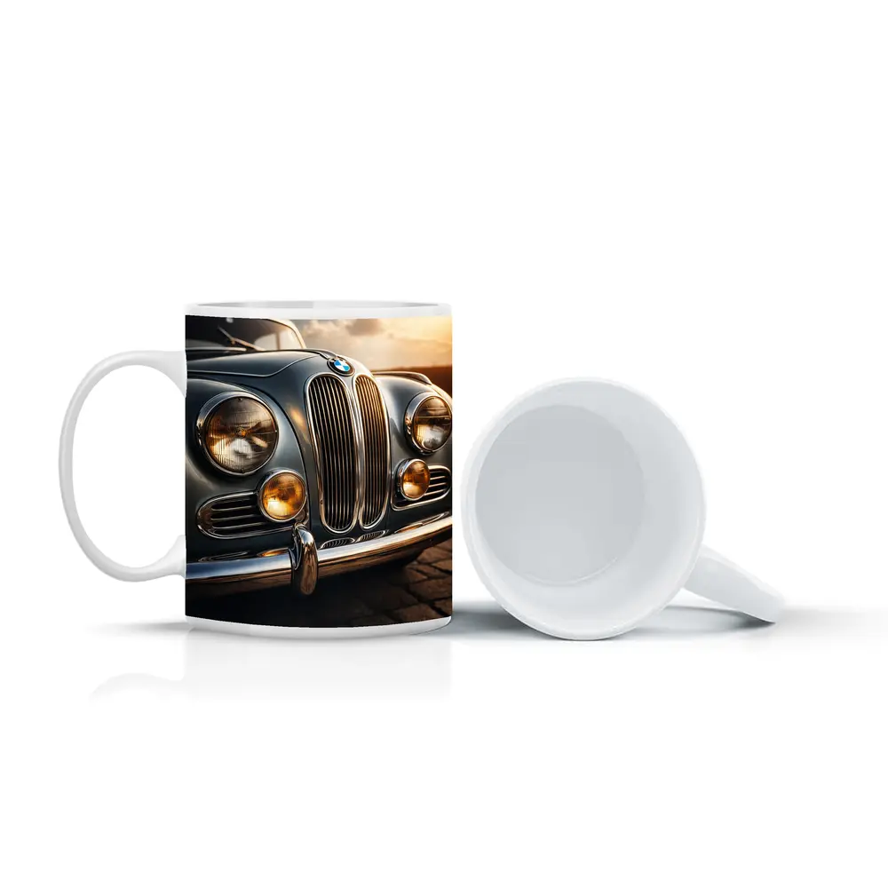 Vintage BMW Classic Car Sunset Sky – Mugs