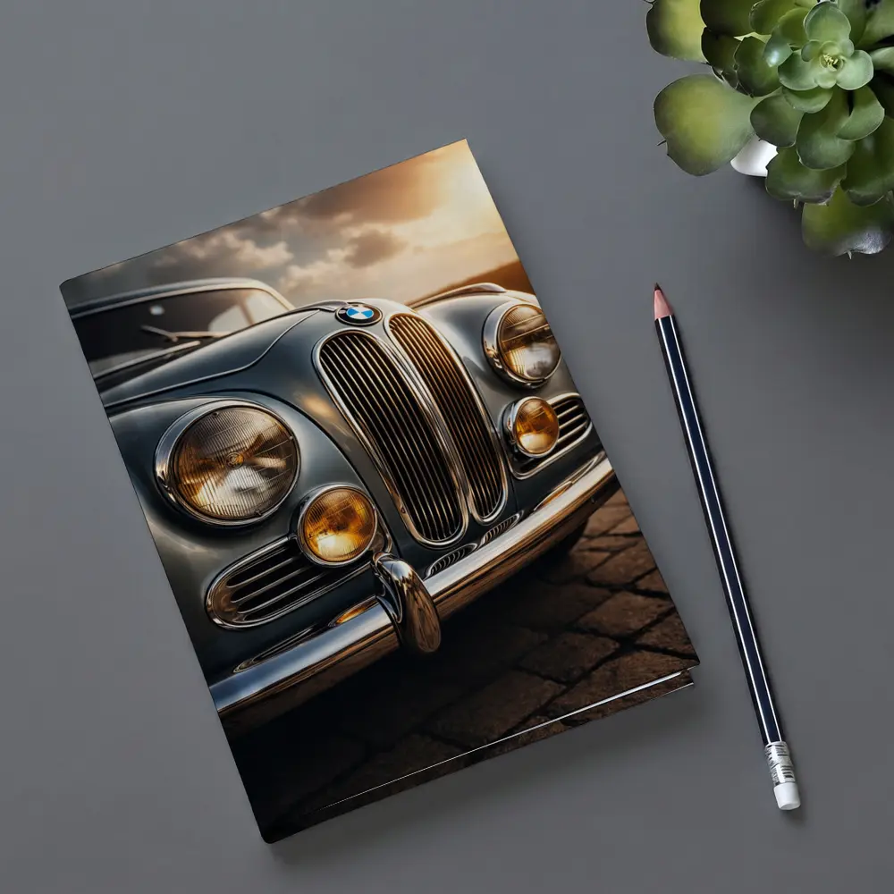 Vintage BMW Classic Car Sunset Sky – Notebooks