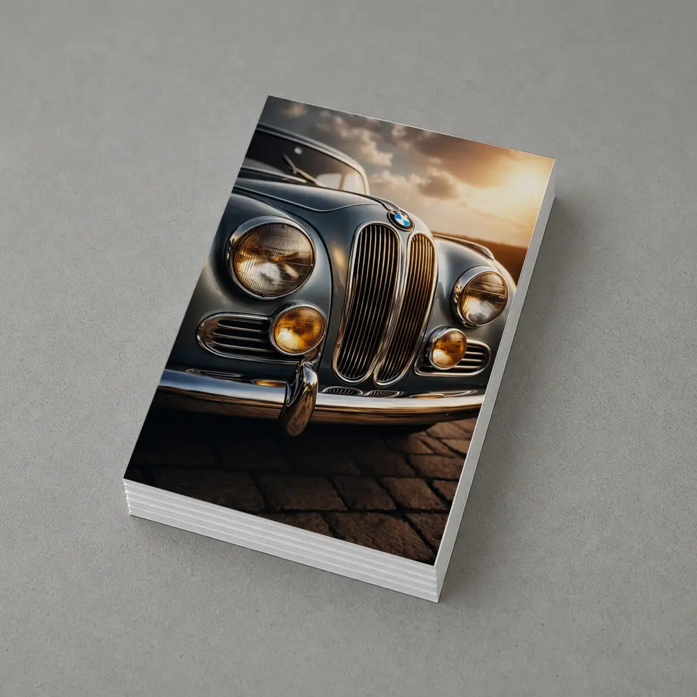 Vintage BMW Classic Car Sunset Sky – Postcards