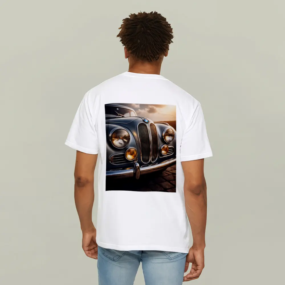 Vintage BMW Classic Car Sunset Sky – T-Shirts