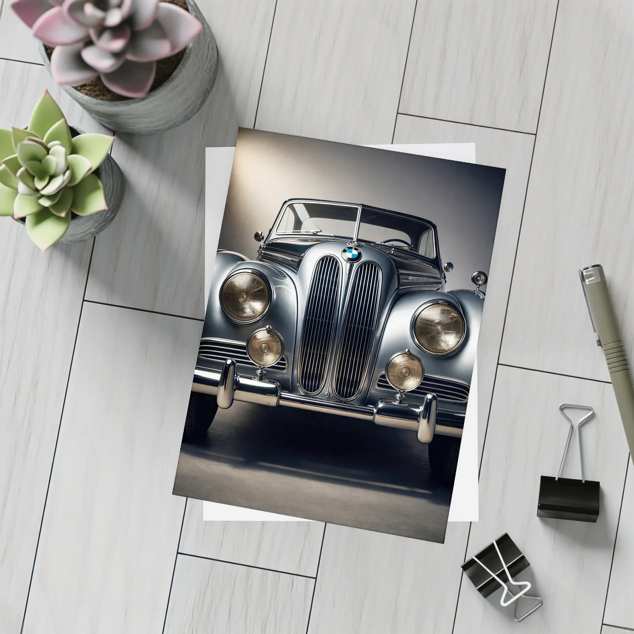 Vintage BMW Classic Car Dark Studio – Postcards