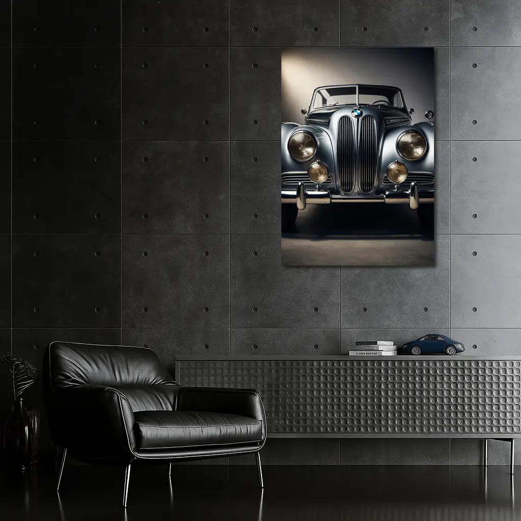 Vintage BMW Classic Car Dark Studio – Wall Art