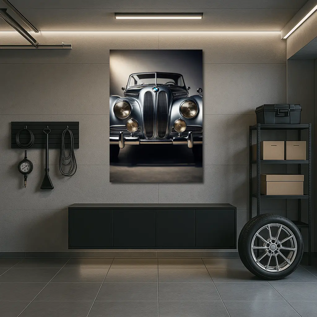 Vintage BMW Classic Car Dark Studio – Wall Art