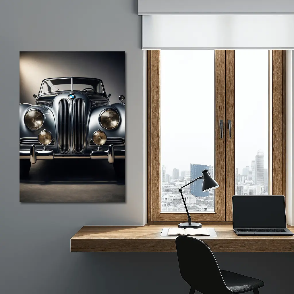 Vintage BMW Classic Car Dark Studio – Wall Art