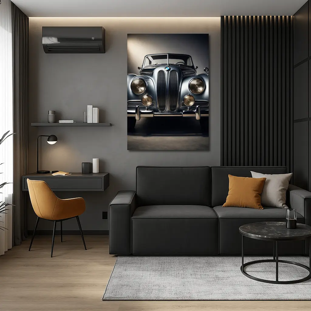 Vintage BMW Classic Car Dark Studio – Wall Art