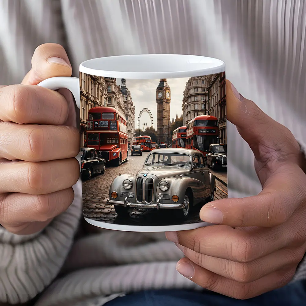 Vintage BMW Classic Car London Street – Mugs