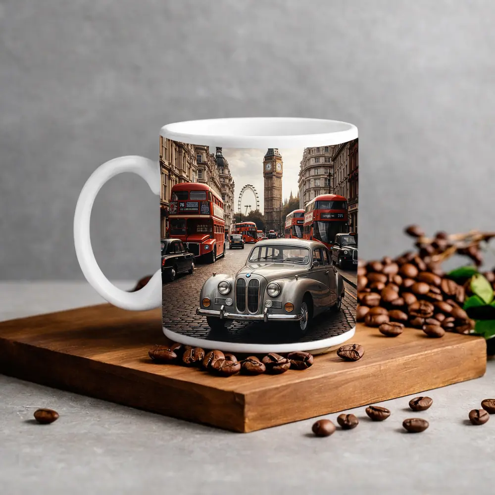Vintage BMW Classic Car London Street – Mugs